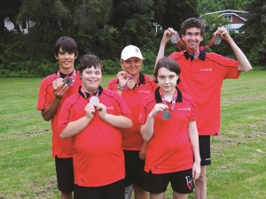 Members of the Grimsby-Lincoln Special Olympics team were: (L to R) Grant Flagg, Ian Macleod, Josie Guilbeault, Christina Unger and Chris Sharpe.