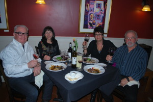 Among the crowd for the two sold-out dinner seatings were (L to R) John Howard, Kathy Rose, Mary and Woody Ellis.