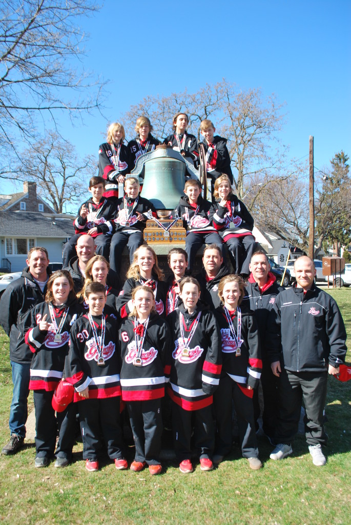 A 3-2 come-from-behind win Friday night in Nobleton gave the Grimsby Pee Wee Kings the OMHA title. The team rang the town bell in the yard at Grimsby Museum on Saturday afternoon to celebrate. Front (L to R) Jona Silverthorne, Christian Jusdanis, Brendan Stempski, Cameron Huff, Kade Marleau, Second Row: Manager Shawn Trevellick, trainer Todd Stempski, Maddy Estabrooks, Holden Aarlaht, Spencer Pontes, coach Jamie Brook, coach Billy McLaren, coach Kevin Long. Third Row: Ethan Taylor, Adam Herod, Brady Trevellick, Dylan Pergentile. Top Row: Nathan Kelly, Griffin Owen, Luca McLaren, Aidan Enns. Please turn to Page 16 for more information. Williscraft - Photo